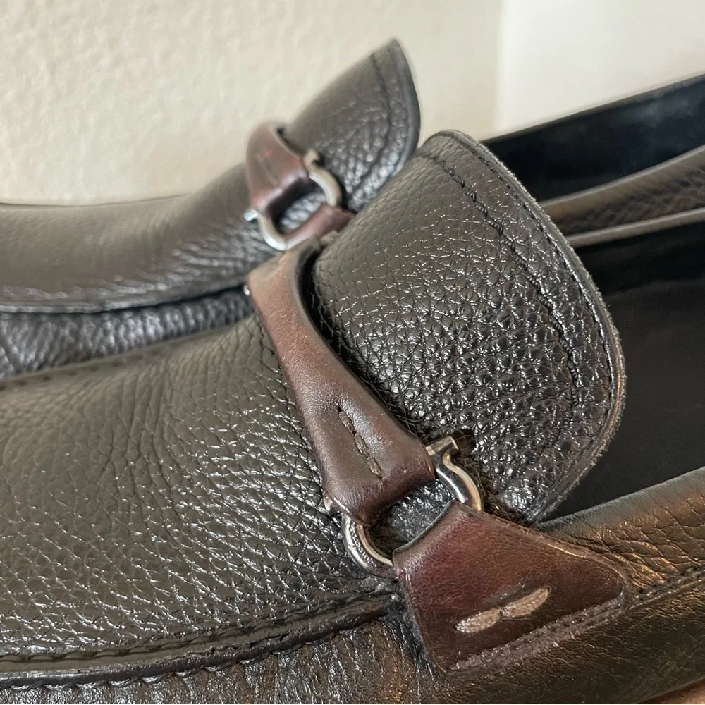 Salvatore Ferragamo Grand Prix Pebbled Leather Driver Loafer